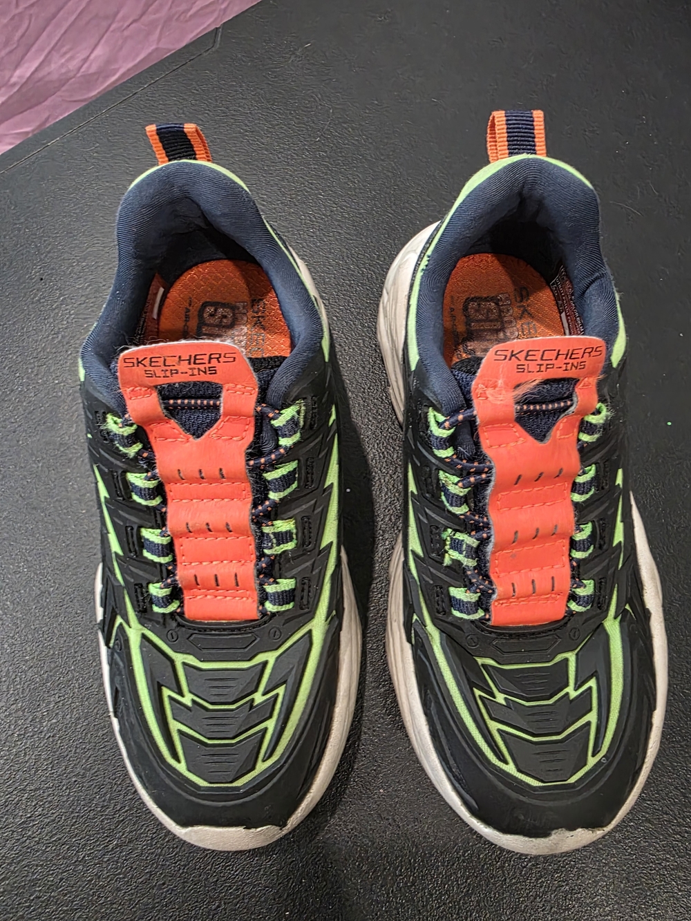 Skechers Boy's PBlack Neon Green Slip-In Athletic Shoes